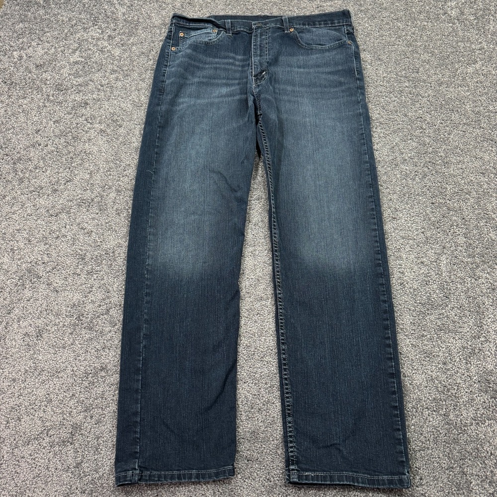 Levis Jeans Mens 36x32 Blue 505 Regular Fit Straight Leg Dark Wash Denim Work